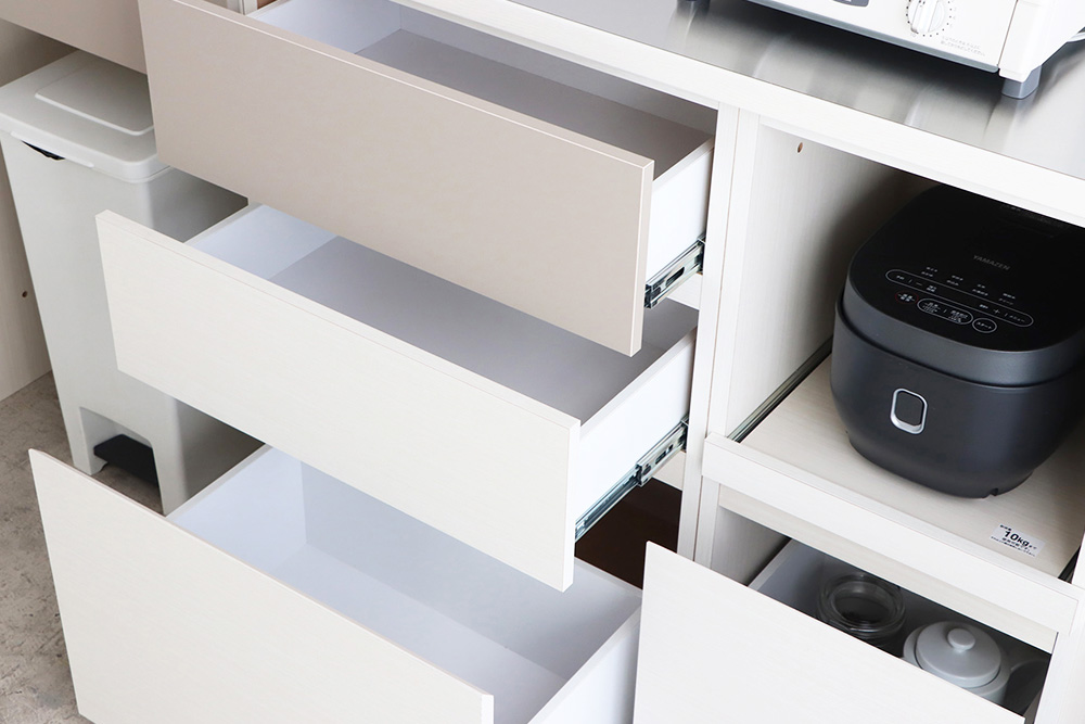 【東馬家具】クラージュ160組合せ_60ダスト引出+60チェスト+40OP引出+160天板ステン【キッチンカウンター キッチン リビング 収納 国産 シンプル ふるさと納税】(H060679)