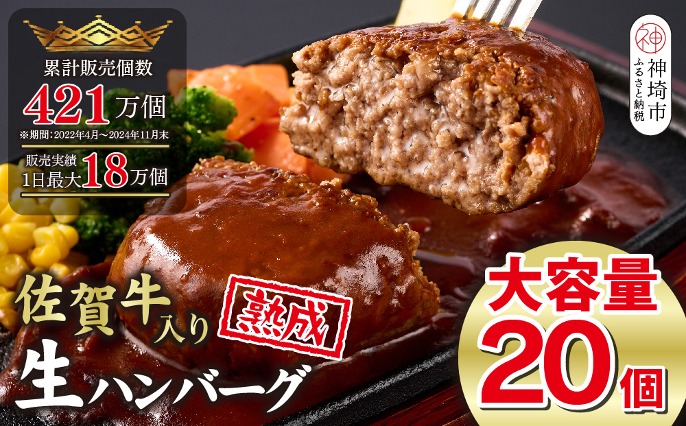 【累計421万個販売！】安定の味と品質！失敗したくない方は是非！佐賀牛入り ハンバーグ 20個 大容量 2.4kg (120g×20個) 【佐賀牛 国産 冷凍】(H083102)