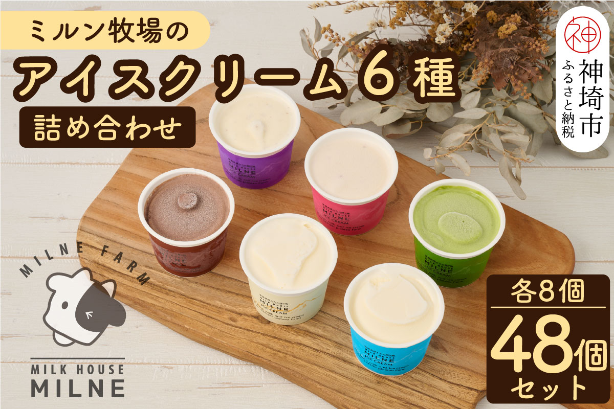 『ミルン牧場のアイスクリーム』48個詰め合わせ(6種類×8個)(H102119)