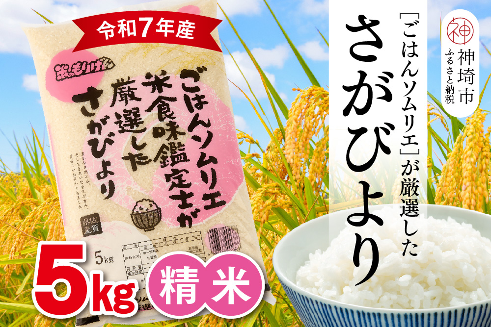 【令和7年産】ごはんソムリエが厳選 白米 さがびより 5kg【神埼市産 米 お米 精米 白米 5kg さがびより ブランド米 食味鑑定士】(H063144)