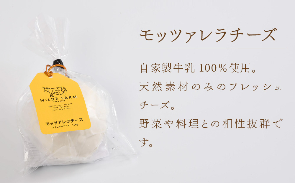 『ミルン牧場のフレッシュなモッツアレラ＆熟成チーズ』のセット100g×計5個(H102120)