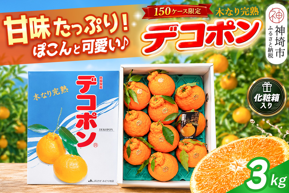 【2027年3月中旬より発送開始】【木なり完熟】デコポン 3kg 150ケース限定【みかん 柑橘 清美 ポンカン フルーツ デザート】(H116148)
