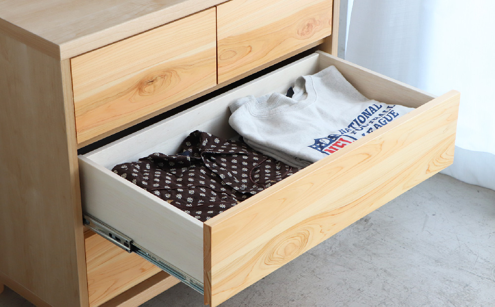 【東馬家具】チプレ 75チェスト【天然 ヒノキ シンプル 国産 自然素材 安心 安全 品質 ナチュラル 収納力 インテリア 完成品 脚のみ取付】(H060632)