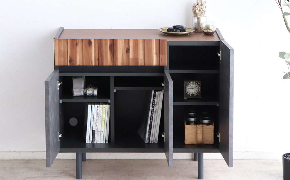 【東馬家具】クリート SB 90 CL【美しさ モダン 空間作り ワンランク上 贅沢 アカシア材 コンクリート調 完成品 脚のみ取付】(H060619)