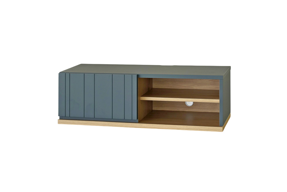 ロモ 107 ローボード GR【グリーン 完成品 くすみカラー テレビ台 おしゃれ アクセント家具】(H062405)