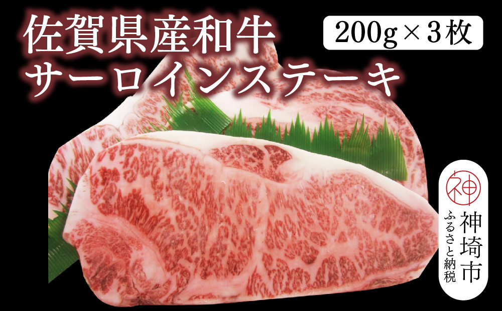 佐賀県産和牛サーロインステーキ 600g(200g×3枚)【黒毛和牛 牛肉 サーロイン ステーキ肉】(H116104）