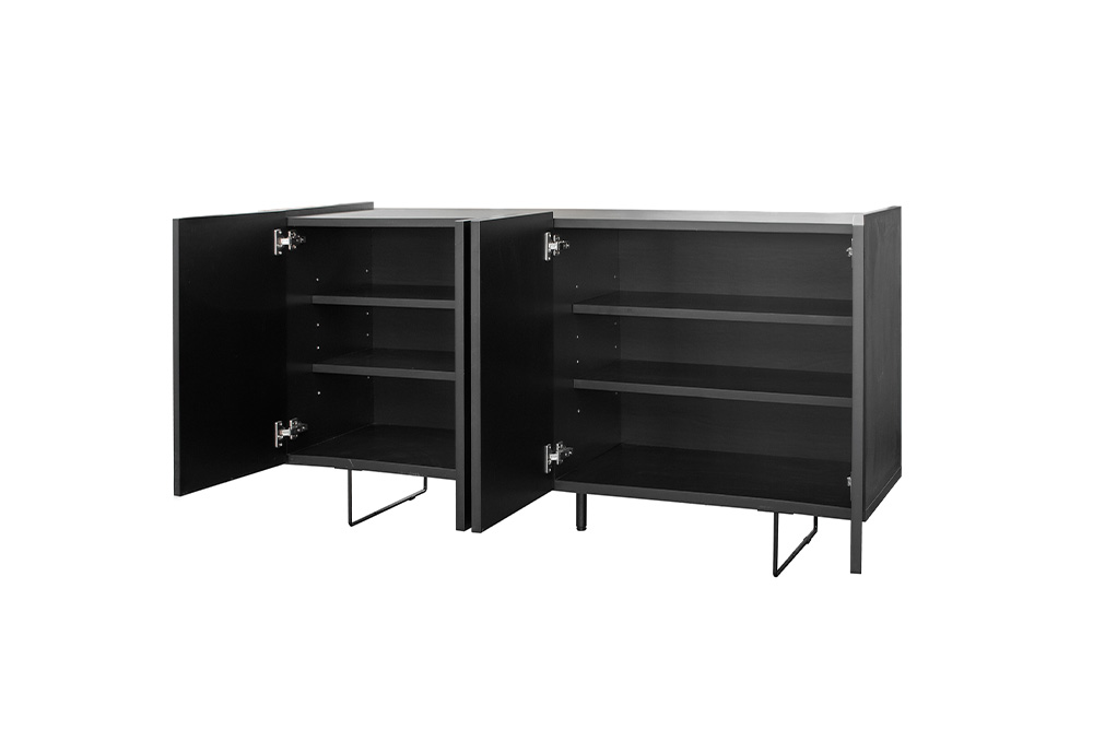 デルノ 150 サイドボード【ブラック 完成品 モダン 木目 リビング収納 大容量 おしゃれ】(H062363)