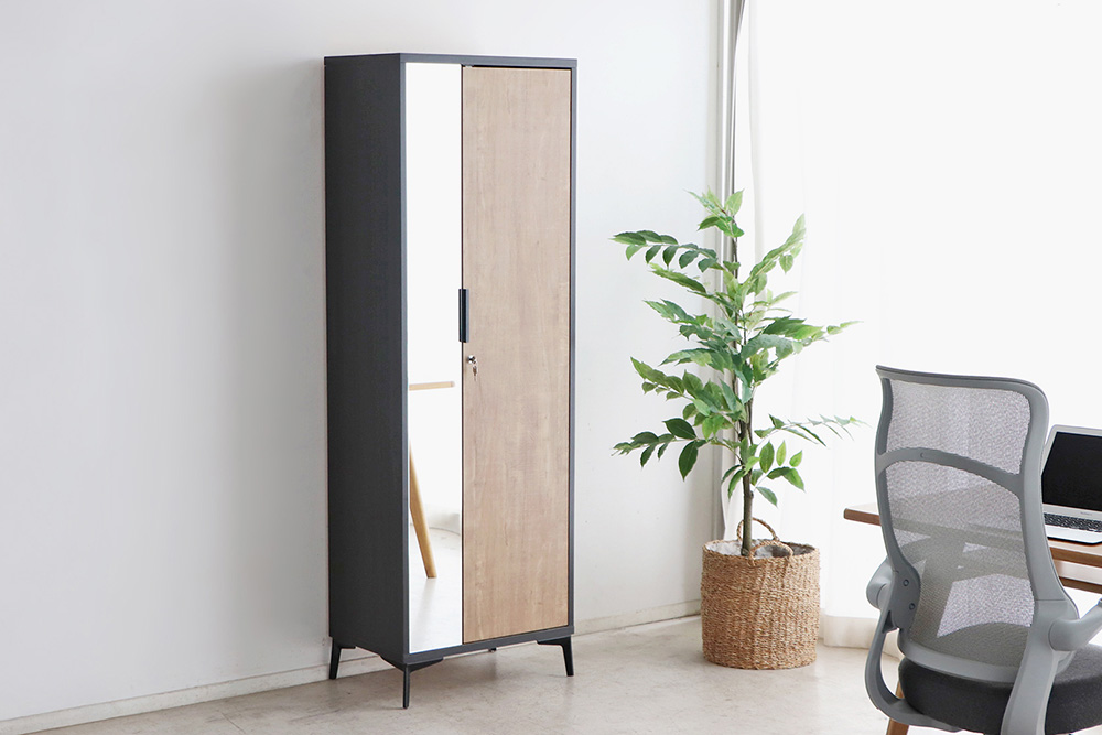 【東馬家具】タナスロッカー 1Pミラー【ロッカー ミラー スタイリッシュ 収納 国産】 (H060696)