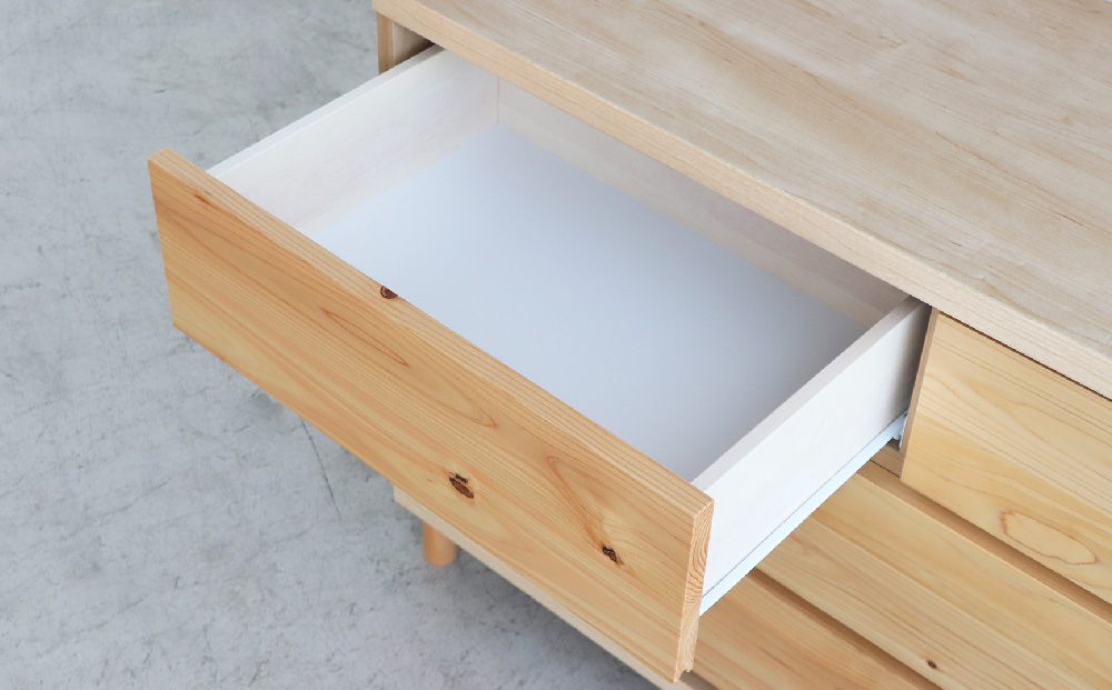 【東馬家具】チプレ 110チェスト【天然 ヒノキ シンプル 国産 自然素材 安心 安全 品質 ナチュラル 収納力 インテリア 完成品 脚のみ取付】(H060633)