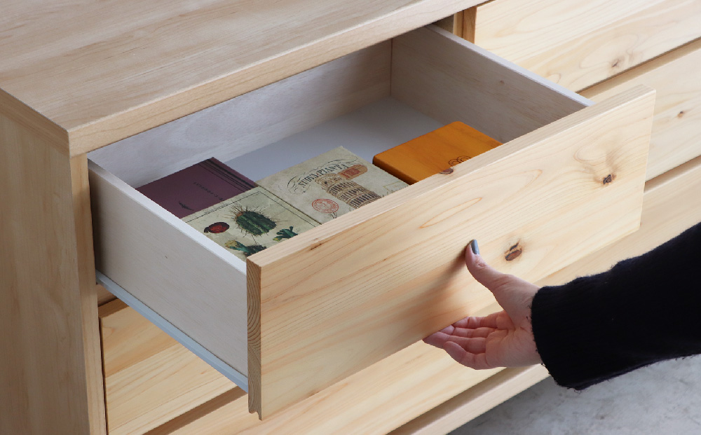 【東馬家具】チプレ 110チェスト【天然 ヒノキ シンプル 国産 自然素材 安心 安全 品質 ナチュラル 収納力 インテリア 完成品 脚のみ取付】(H060633)