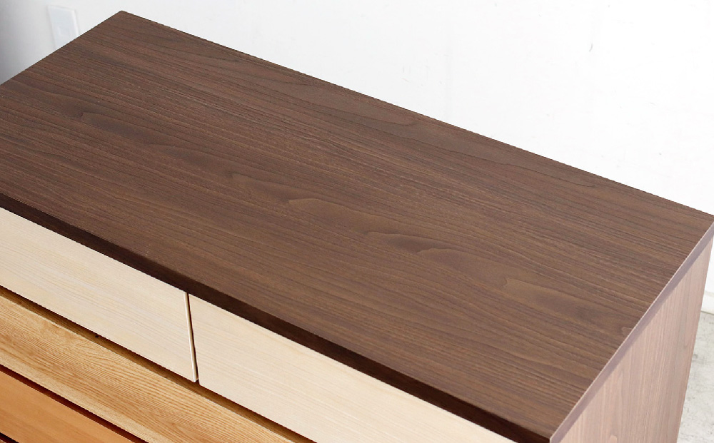 【東馬家具】カンザス 90チェスト BR【木目 天然素材 6段 グラデーション 収納力 上質 棚 完成品】(H060635)