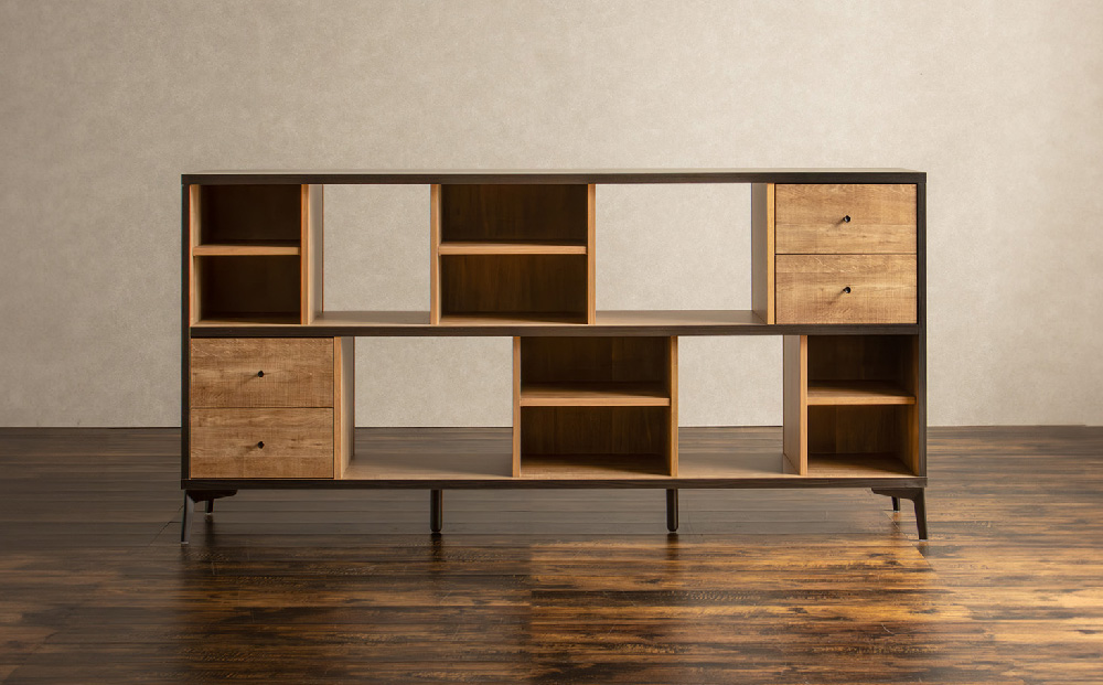 【東馬家具】タナス ローシェルフ 1800 BK【存在感 ブックシェルフ 収納 お気に入り 本棚 オシャレ 壁面 雑貨 魅せる収納 完成品 脚のみ取付】(H060622)