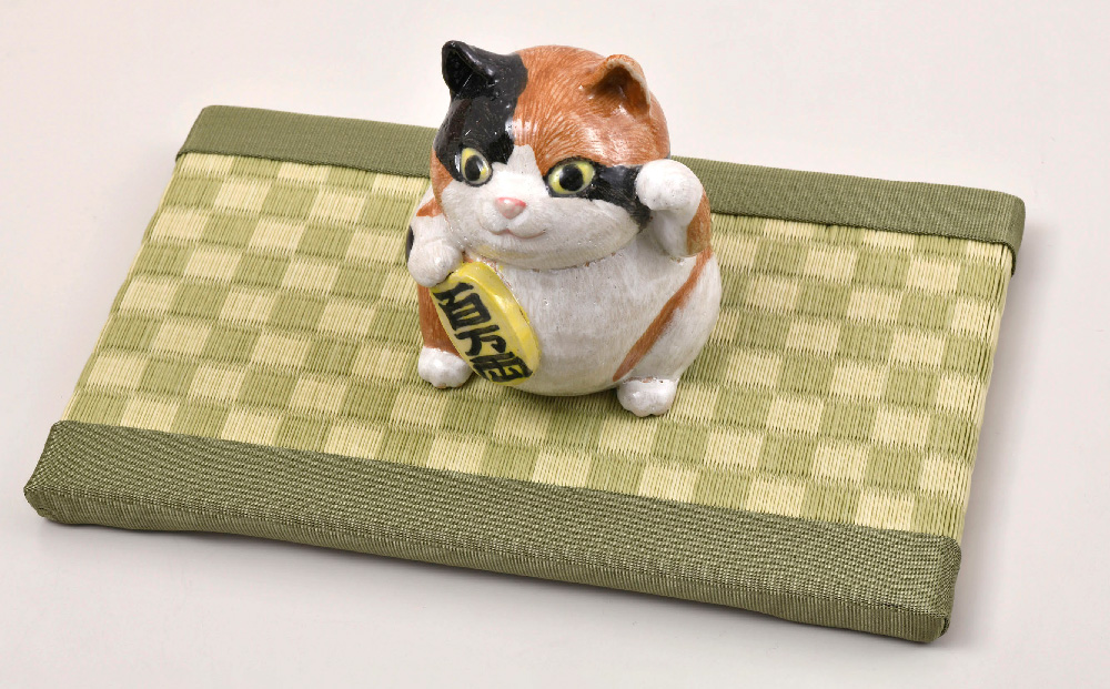 ミニたたみ 市松 グリーン【和紙表 撥水加工 変色しづらい 職人 本格派 やすらぎ 国産 手作り 卓上 おしゃれ マウスパッド 小物】(H075113)