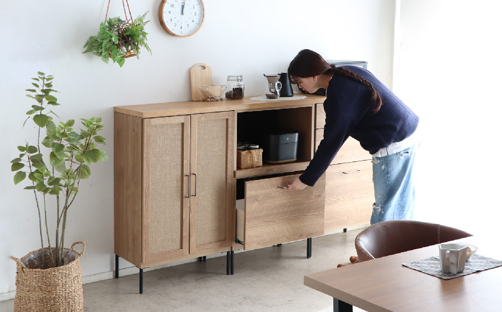 【東馬家具】TMフォカス 麻扉+60OP引出+60チェスト+180天板SN+脚3セット【収納棚 シャビー調 木目 おしゃれ 飾り棚 完成品 脚・取っ手のみ取付】(H060627)