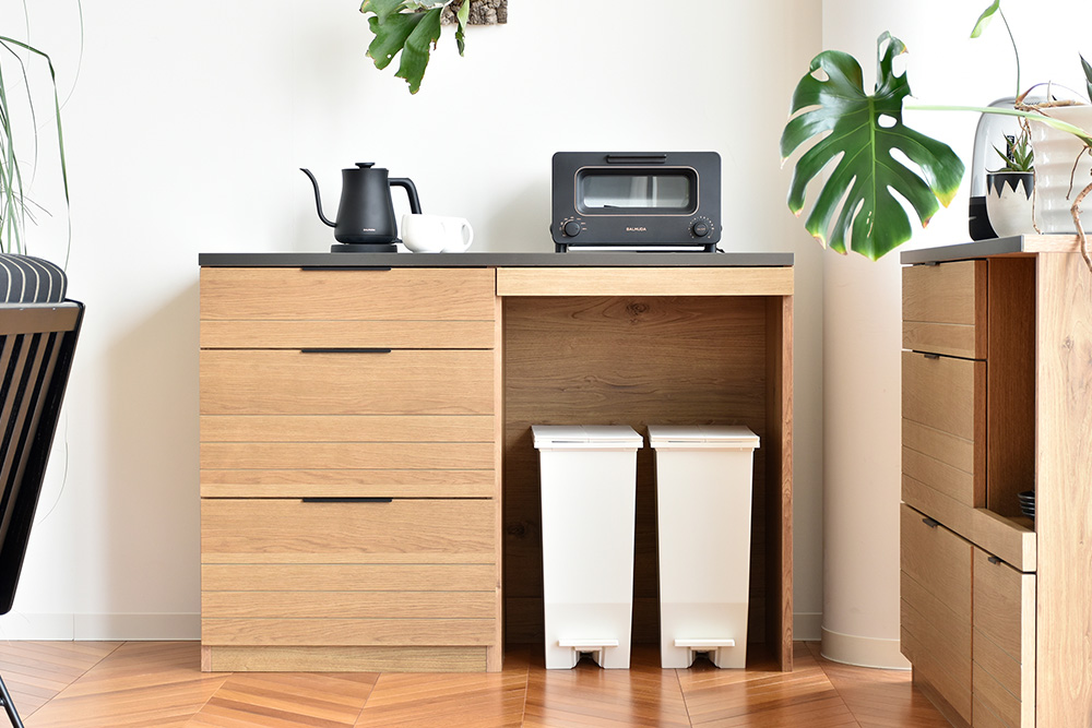 エテル 120 ダストカウンター NA【ナチュラル 完成品 特殊鋼板 ダスト収納 ゴミ箱収納 ストック収納 耐熱】(H062326)