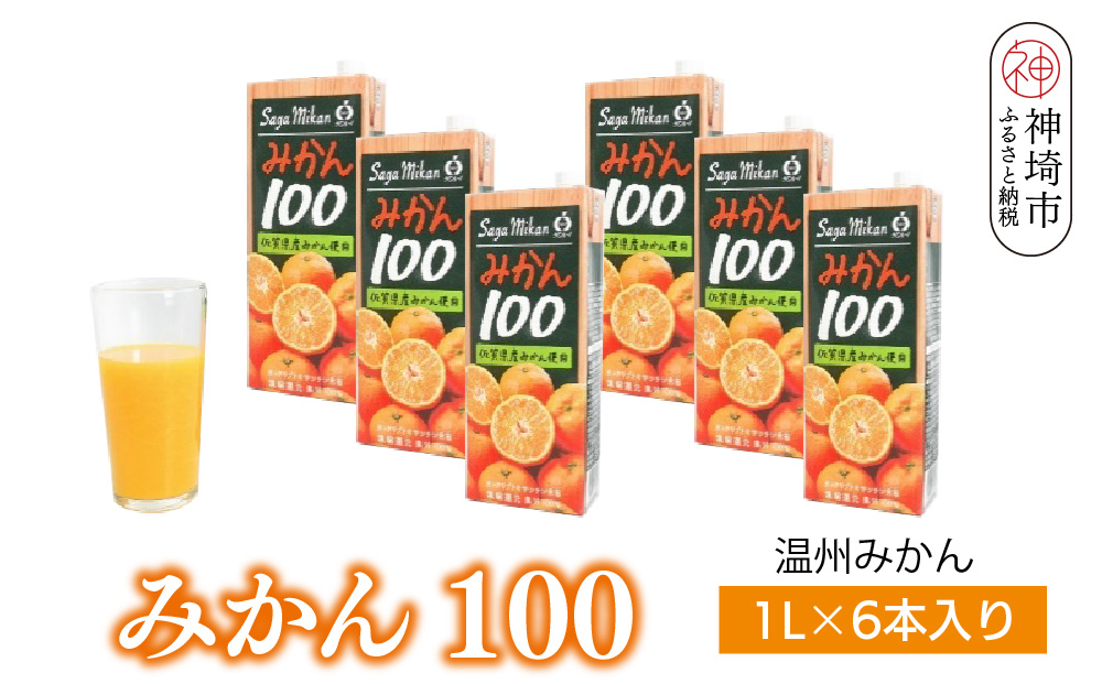 みかん100 1L×6本入り【みかんジュース 蓋付 天然 果汁100％】(H116159)