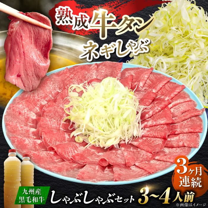 【全3回定期便】九州産 黒毛和牛 牛タンしゃぶしゃぶセット 500g 計1.5kg 吉野ヶ里町/やきとり紋次郎 [FCJ072]