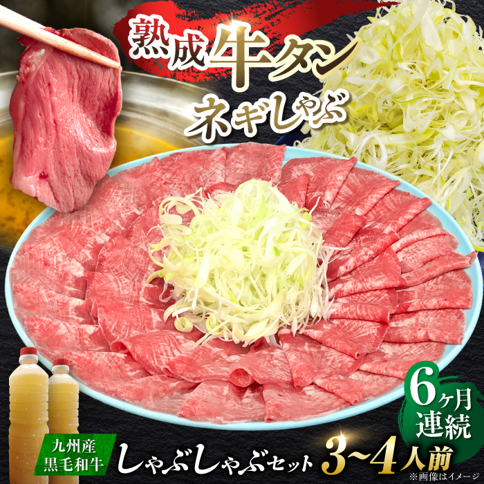 【全6回定期便】九州産 黒毛和牛 牛タンしゃぶしゃぶセット 500g 計3kg 吉野ヶ里町/やきとり紋次郎 [FCJ073]