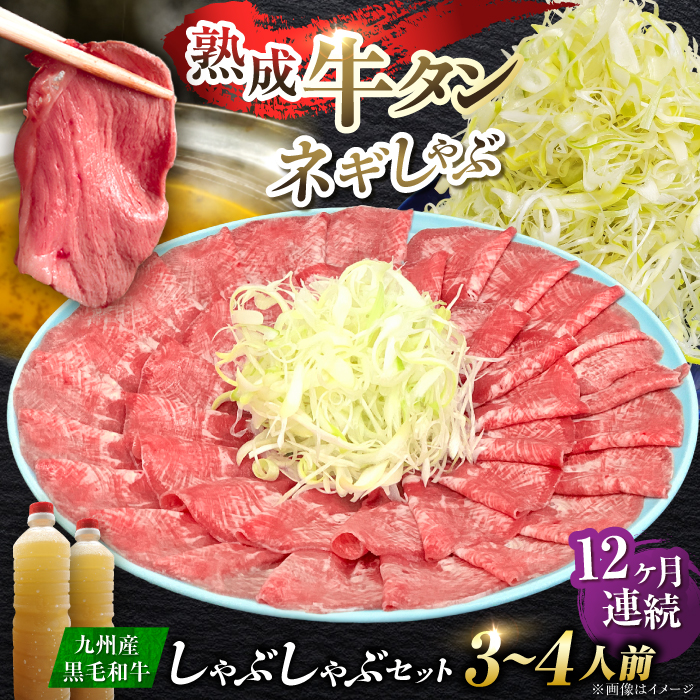 【全12回定期便】九州産 黒毛和牛 牛タンしゃぶしゃぶセット 500g 計6kg 吉野ヶ里町/やきとり紋次郎 [FCJ074]