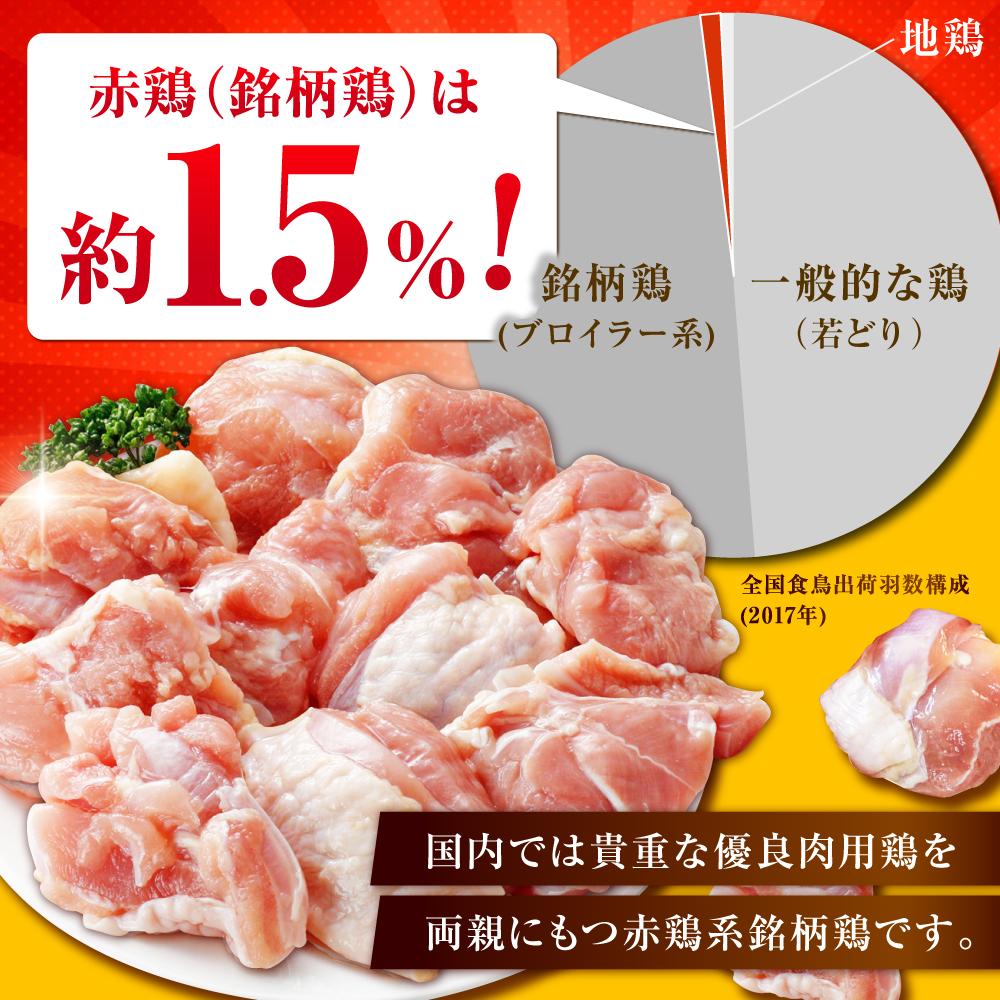【6回定期便】赤鶏「みつせ鶏」もも切身（バラ凍結）3kg（300g×10袋） ヨコオフーズ/吉野ヶ里町 [FAE156]