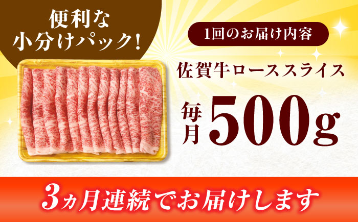 【3回定期便】 艶さし！ 佐賀牛 ローススライス 1.5kg （500g×3回） 吉野ヶ里町 [FDB030]