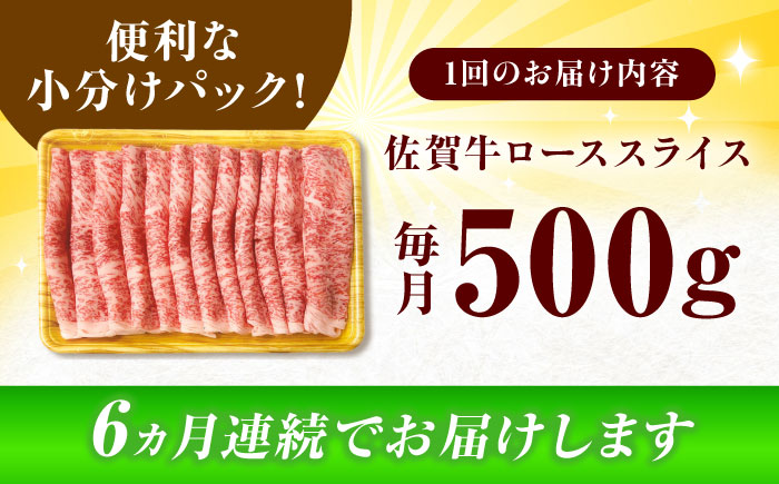 【6回定期便】 艶さし！ 佐賀牛 ローススライス 3kg （500g×6回） 吉野ヶ里町 [FDB031]
