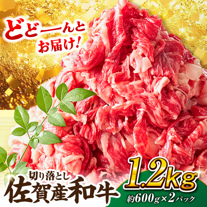 【不揃い訳あり・部位おまかせ】佐賀産和牛 切り落とし 肩orバラ 計1.2kg（600g×2） 吉野ヶ里町 [FDB001]