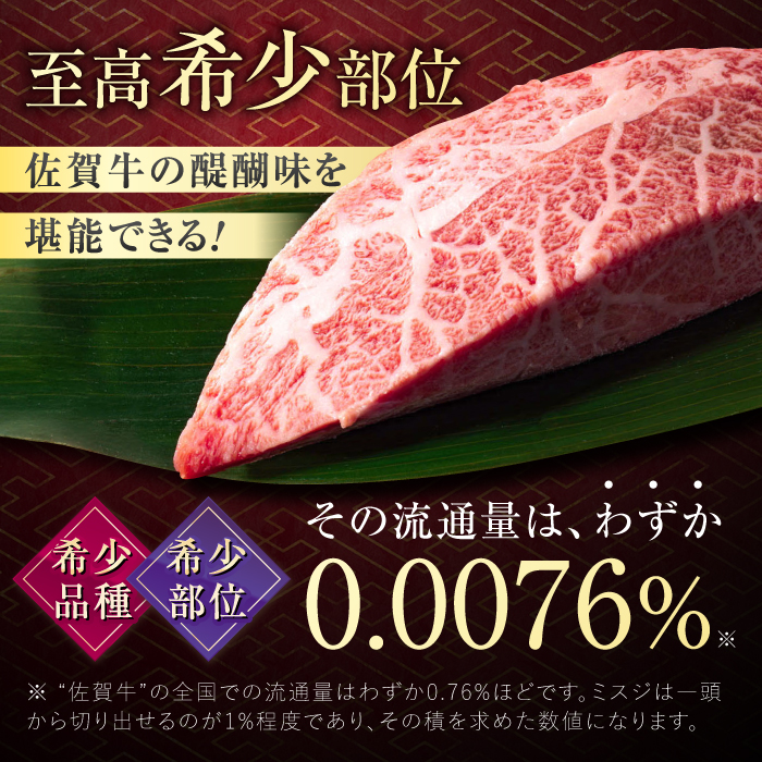 【厳選希少部位】 佐賀牛 ミスジステーキ 約500g（約100ｇ×5枚） 吉野ヶ里町 [FDB068]