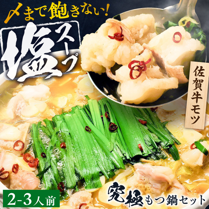 何度食べても飽きない美味しさ！こだわり 佐賀牛100% もつ鍋セット 500g(250g×2) 2～3人前 スープ・ちゃんぽん麺付 ホルモン 小腸 吉野ヶ里町/やきとり紋次郎 [FCJ100]