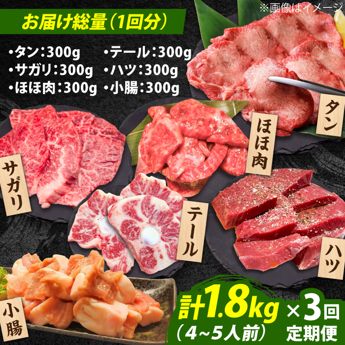 【全3回定期便】佐賀牛6種食べ比べ！ ホルモンバラエティセット 5.4kg 4-5人前 タン・小腸など 吉野ヶ里町/やきとり紋次郎 [FCJ104]