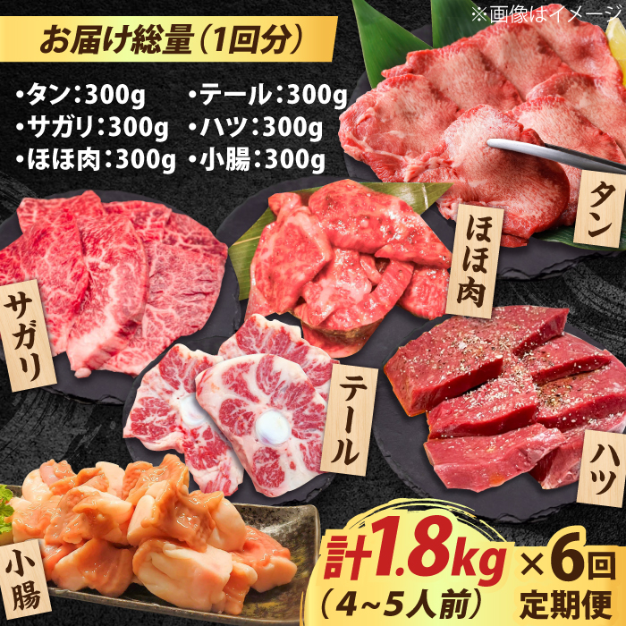 【全6回定期便】佐賀牛6種食べ比べ！ ホルモンバラエティセット 10.8kg 4-5人前  タン・小腸など 吉野ヶ里町/やきとり紋次郎 [FCJ105]