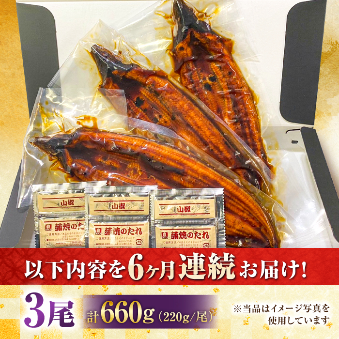 【全6回定期便】中国産 特大うなぎ蒲焼 計660g（220g×3尾）吉野ヶ里町/株式会社フジマキ うなぎ ウナギ 蒲焼 [FDM012]