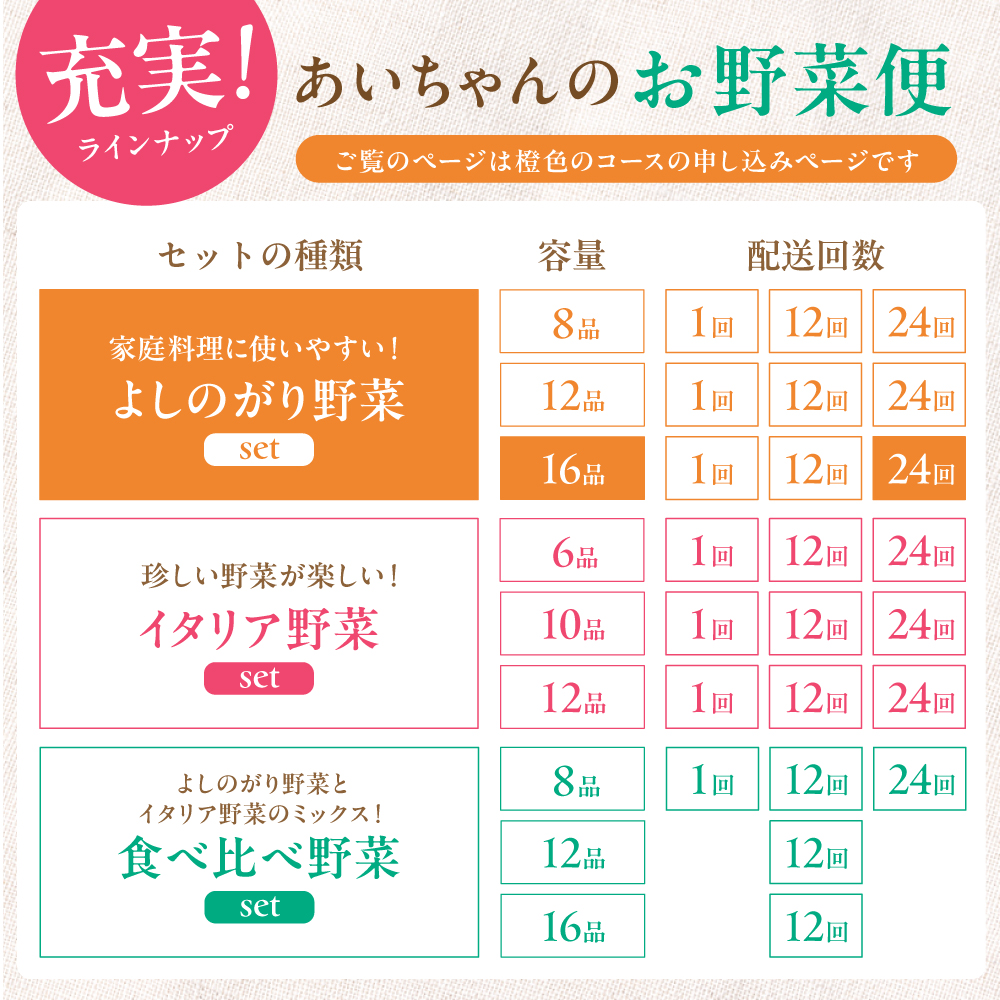 【16品 / 24回定期便】農薬に頼らない！カラダにやさしい「よしのがり野菜」セット（ラージ）【吉野ヶ里あいちゃん農園】 [FAA011]