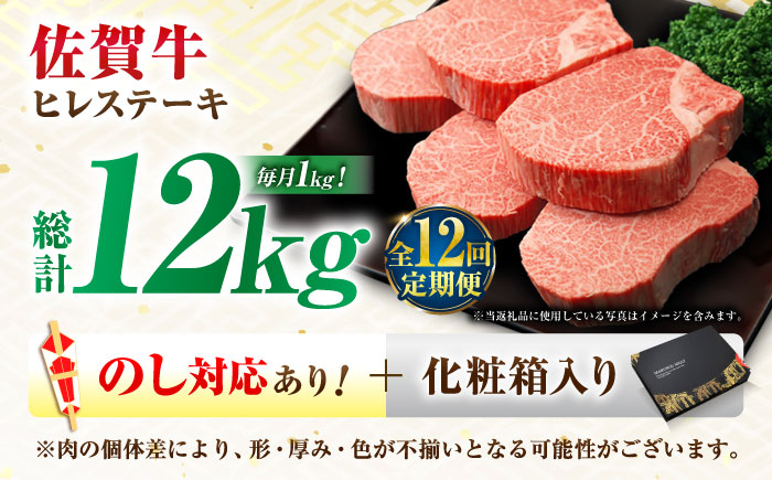 【全12回定期便】佐賀牛 ヒレステーキ 200g×5枚 吉野ヶ里町/丸宗ミート [FDP004]