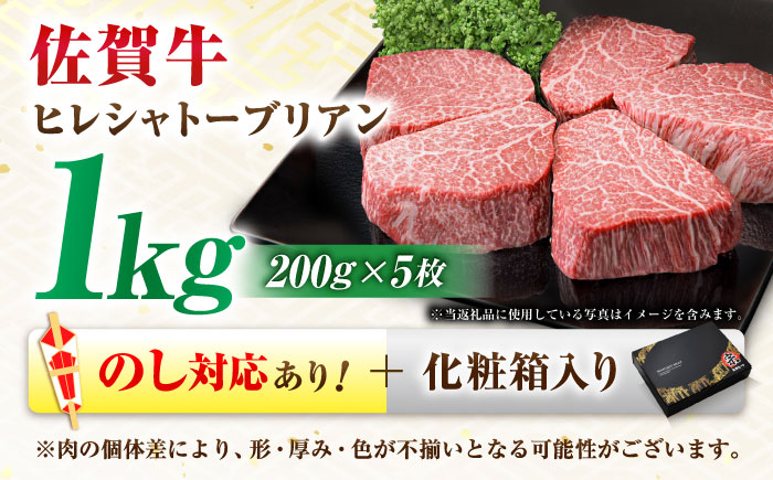 【7営業日以内発送！】 佐賀牛 ヒレシャトーブリアン 200g×5枚 吉野ヶ里町/丸宗ミート [FDP005]