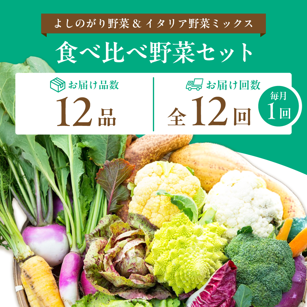 【12品×12回定期便】「使いやすい野菜」×「珍しいイタリア野菜」食べ比べセット【吉野ヶ里あいちゃん農園】[FAA030]