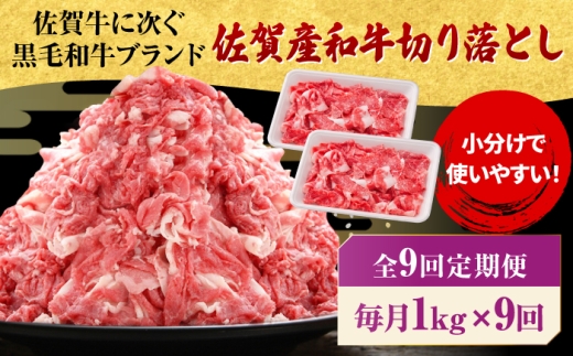 【全9回定期便】 佐賀産和牛 切り落とし 1kg（500g×2P） 吉野ヶ里町/石丸食肉産業  [FBX054]