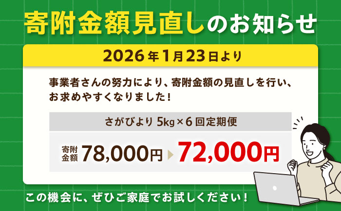 【5kg✕6回定期便】【令和7年産】さがびより 計30kg（5kg✕6回）吉野ヶ里町/増田米穀  [FBM003]