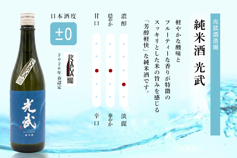 基峰鶴「脊振湧水」とSAGA認定酒光武酒造場「純米酒光武」飲み比べ合計2本セット【佐賀ん酒 佐賀の酒 日本酒 純米酒 和食 脊振山系 湧水 地酒 蔵元】K029008