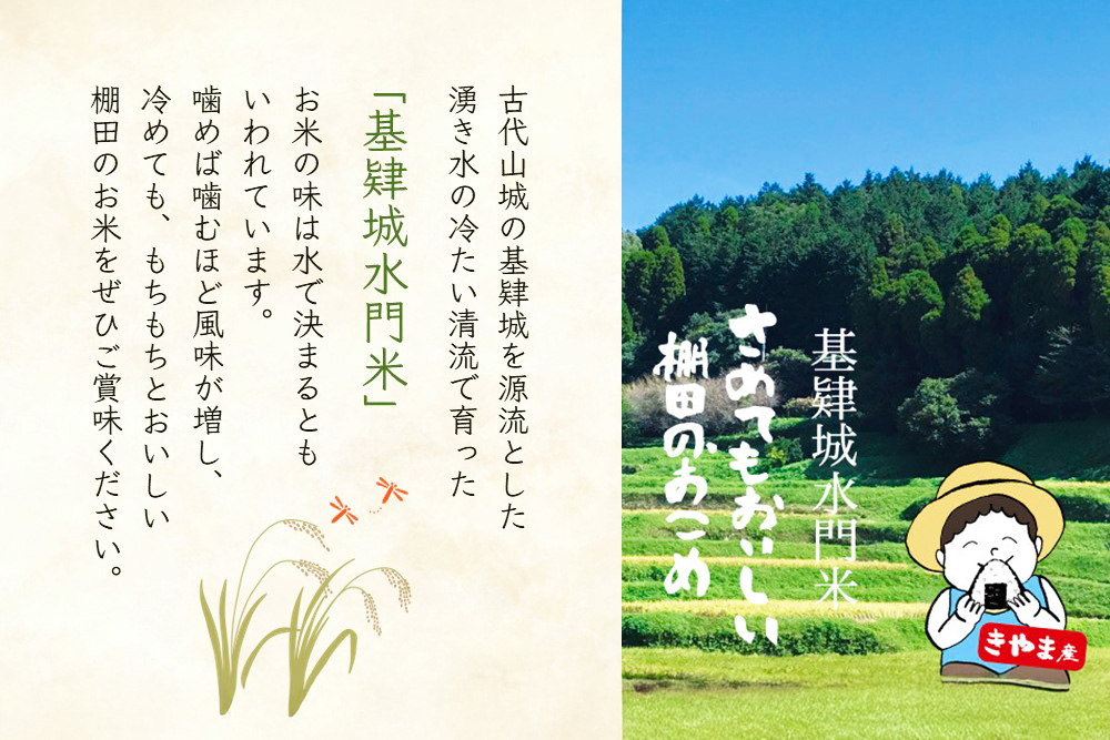 【令和7年産米】【基肄城水門米】さめてもおいしい棚田のお米 5kg【ひのひかり 米 玄米 お米 やまつき米 モチモチ 基山町産 棚田米 5kg kome okome】K072009