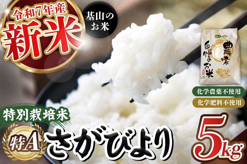 【令和7年新米】基山の米 さがびより 5kg 特別栽培米【15年連続特A受賞米 ブランド米 精米 化学農薬・化学肥料不使用 環境保護 健康志向 美味しい米 こだわり米 お米 地元産 風味豊か こだわりの味 kome okome shinnmai shinmai】K098003
