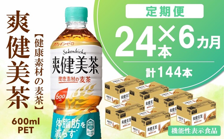 【6カ月定期便】爽健美茶 健康素材の麦茶 600mlPET×24本(合計6ケース)【機能性表示食品】【コカコーラ ローズヒップ 定期便 脂肪 健康的 おいしい 飲みやすい ポリフェノール 機能性表示食品】 F4-J090372