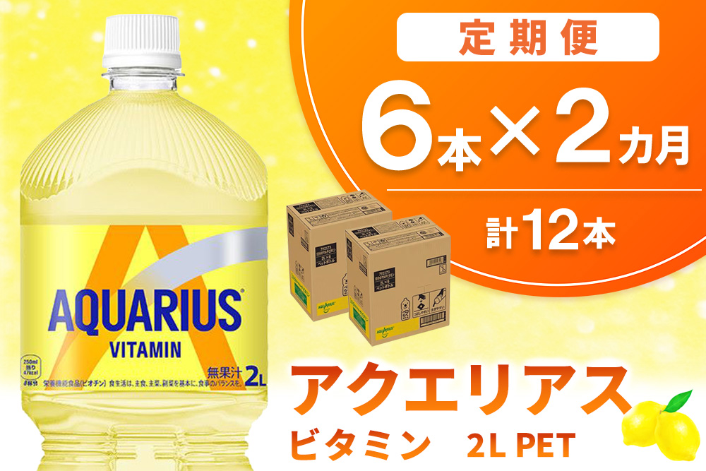 【2か月定期便】アクエリアス ビタミン PET 2L(6本×2回)【アクエリ スポーツ飲料 夏バテ予防 水分補給 ビタミン補給 ビタミンC ミネラル クエン酸 2L 2リットル ペットボトル ペット スポーツ イベント】K090481