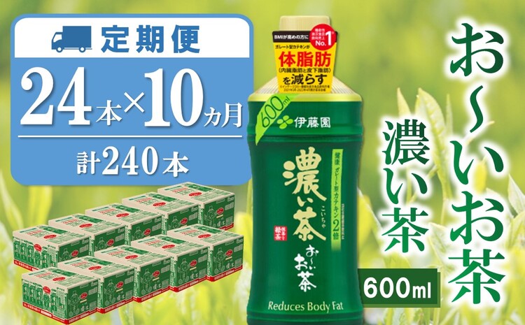 【10か月定期便】おーいお茶濃い茶 600ml×24本(合計10ケース)【伊藤園 お茶 緑茶 濃い 渋み まとめ買い 箱買い ケース買い カテキン 2倍 体脂肪】 H2-J071325