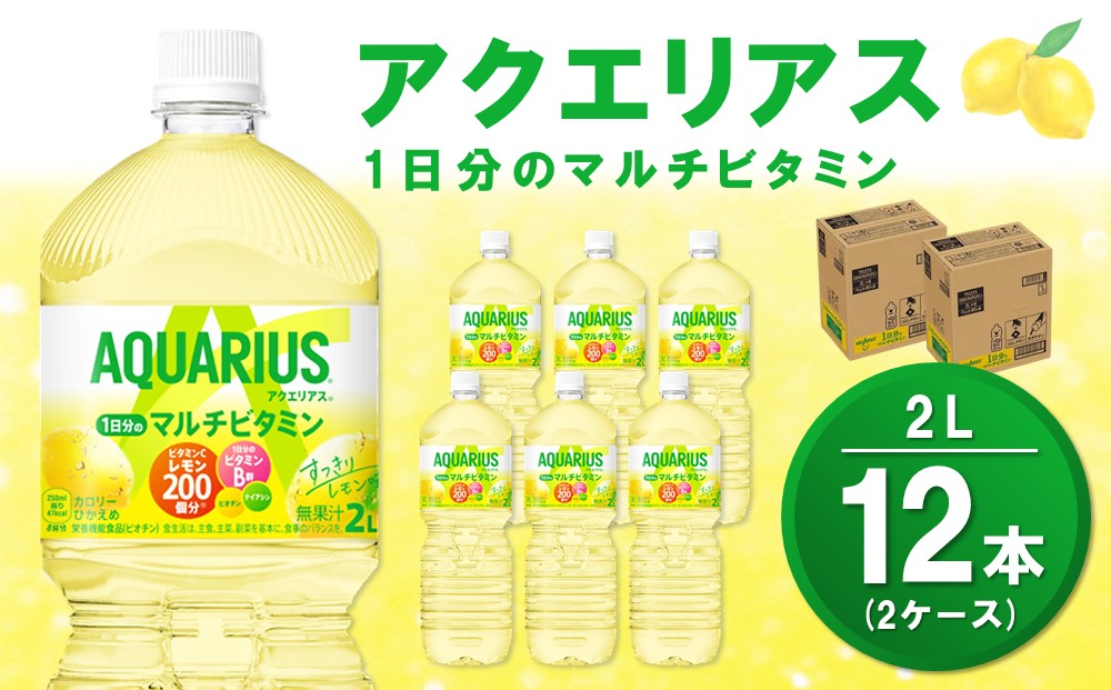 アクエリアス 1日分のマルチビタミン PET 2L (2ケース) 計12本【コカコーラ アクエリ スポーツ飲料 夏バテ予防 水分補給 ビタミン補給 ビタミンC ミネラル クエン酸 2リットル ペットボトル ペット スポーツ イベント】A1-J090036