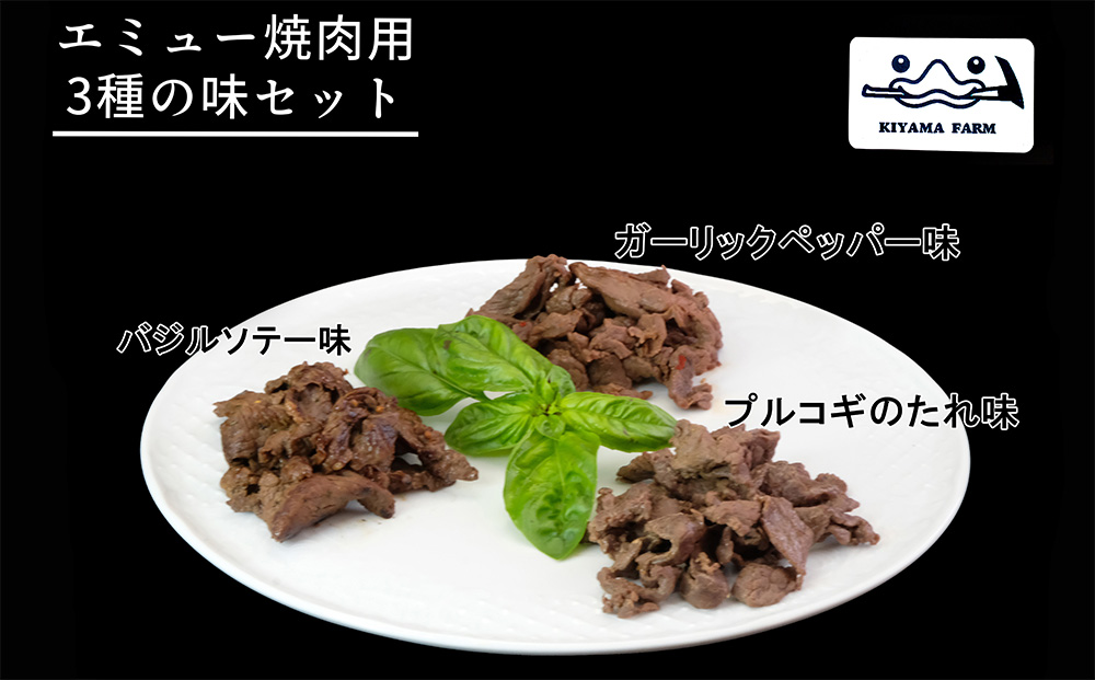 エミュー焼肉用3種の味セット【エミュー 基山産 高タンパク 高鉄分 低カロリー ヘルシー ジビエ 貴重肉 鉄分補給】A2-J006012