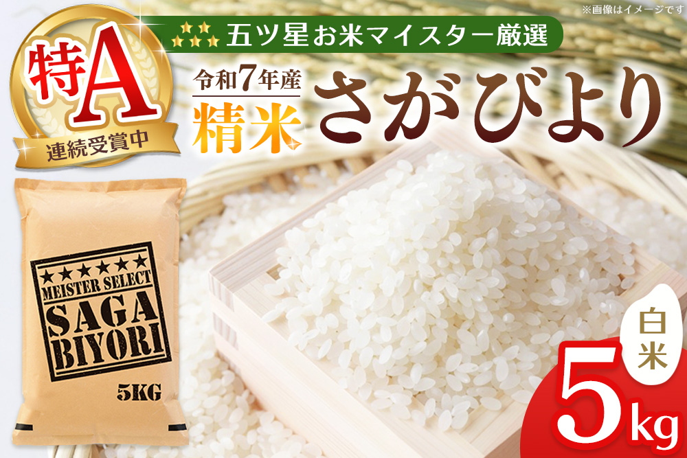 【令和7年産米】五ツ星お米マイスター厳選 さがびより 白米 5kg【さがびより 米 お米 ごはん ご飯 白米 精米 ブランド ランキング 特A 県産米 美味しい kome okome】K103003