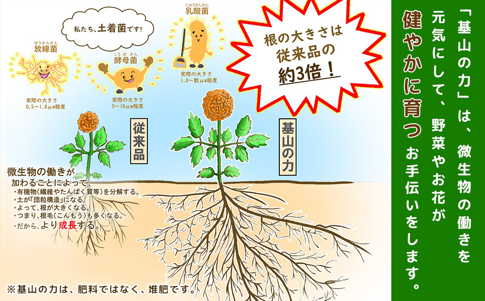 基山の力(竹チップと竹炭を使って作る牛ふん堆肥)【土壌改良剤 家庭菜園 観葉植物 植物の土 自然環境 臭わない 堆肥 土着菌 栄養 土壌浄化 ふるさと納税】Z4-J087001