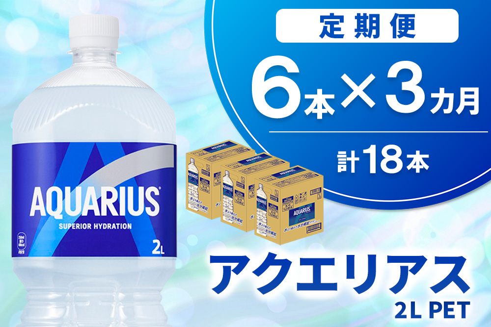 【3か月定期便】アクエリアス PET 2L (6本×3回)【アクエリ スポーツ飲料 夏バテ予防 水分補給 2L 2リットル ペットボトル ペット スポーツ イベント】K090496