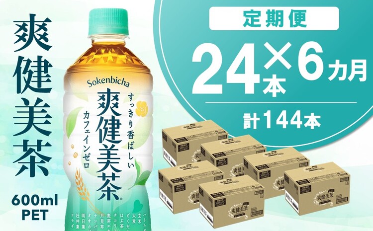 【6カ月定期便】爽健美茶 600mlPET×24本(合計6ケース)【コカコーラ 定期便 カフェインゼロ 定期便 香ばしい おいしい 国産 お茶 ハトムギ 玄米 大麦 ドクダミ 飲料 ペットボトル】 D5-J090381